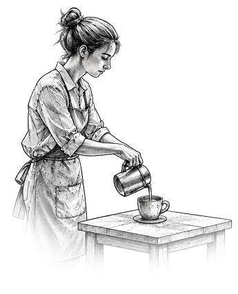 Woman pouring coffee sketch